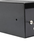 Double Key Lock Depository Safe With Drop Slot For Cash And Valuables, Steel Construction, side view showing lock and keys