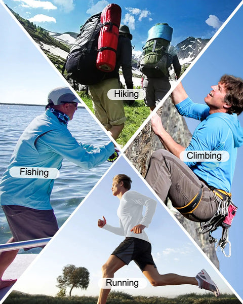 Outdoor activities featuring UPF 50 Plus Long Sleeve Fishing Hoodie For Men, Lightweight Sun Protection Shirt For Outdoors, and running.