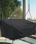 Rugged All Weather Porch Swing Cover Waterproof Outdoor Hanging Swing Protector for 63x28x(32-24)Inch Black Oxford Fabric