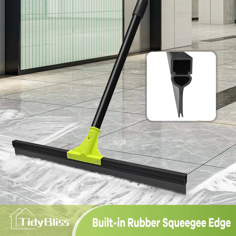 Heavy Duty 24 Inch Floor Squeegee With 62 Inch Telescoping Handle For Fast Water Cleanup On Concrete Pools Decks Garages Showers Windows And More Green For Indoor And Outdoor Use
