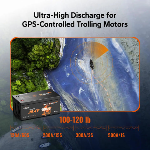 36V 100Ah Marine Power Kit With Bluetooth 5.0 Lithium Battery And Built In 100A BMS for GPS Trolling Motors