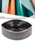 8 Piece Leather Punch Die Set With Hollow Cutters for leather and clay, shown with colorful leather sheets in background