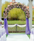 Sturdy Stainless Steel Garden Arch For Climbing Plants Outdoor Wedding Ceremony Arbor 3.5x2.4m 11x7.9ft No Fuss Setup And Low Maintenance Ideal For Party Decor And Garden Landscaping. Decorated wedding arch with floral garland and drapes