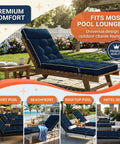 Outdoor Chaise Lounge Cushion With Memory Foam Replacement For Patio Pool Lounge Chair Pad With Ties 74 By 22 By 4 Inches Oxford Blue Cozy Plush Comfort For Outdoor Furniture