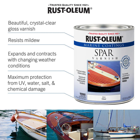 Pro Level Marine Spar Varnish Slaps On A Beefed Up Exterior Wood Shield Alongside A Tough Oil Based Clear Topcoat in clear gloss finish.