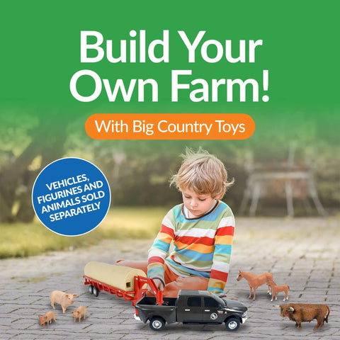 Child playing with Gooseneck Hay Trailer For Farm Toys And Toy Trucks Realistic Hay Transport Playset With Durable Build