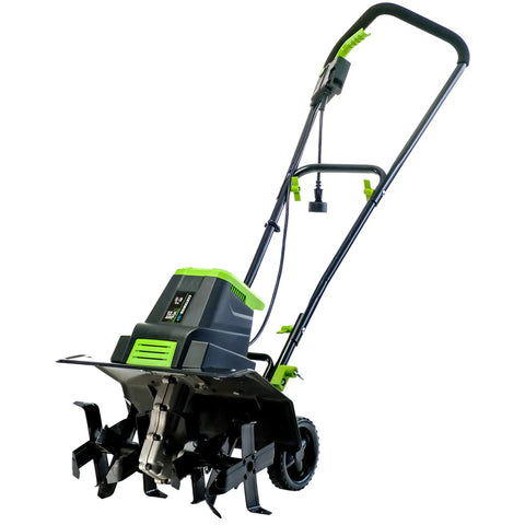 Corded Electric Garden Tiller Cultivator with 12.5 Amp Motor, 16 Inch Tilling Width, 8 Inch Maximum Depth, Six Steel Tines, Black
