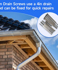 6 Inch Gutter Screws for 4 Inch Gutters Repair Kit with Rust Resistant Coated Finish and Stainless Steel Collar installed on house gutter