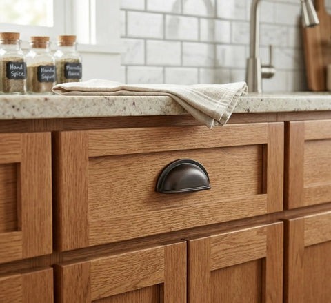 Gotta Get Your Hands On This Sleek Oil Rubbed Bronze Cup Pull For A Damn Cool Halfmoon Aesthetic And Rock Solid 3 Inch Center For Quick Kitchen Or Bathroom Refreshes on wooden drawer.