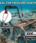 Beast Magnet Fishing Kit 3000LBS Pull With 4.72 Inch N52 Neodymium Magnet underwater pulling an old metal chair.