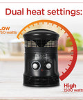 360 Degree Surround Desk Heater And Fan For Office And Home Use dual heat settings display