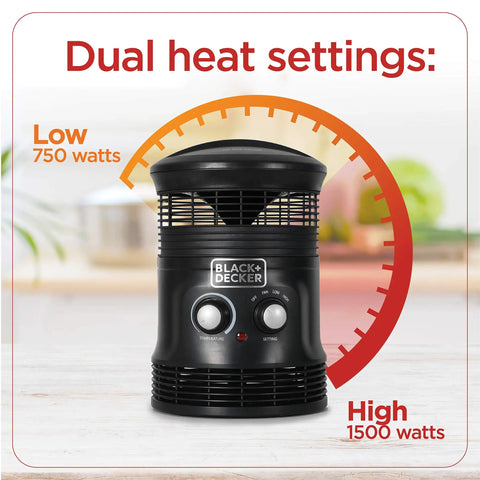 360 Degree Surround Desk Heater And Fan For Office And Home Use dual heat settings display