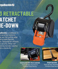 G3 Bolt On Retractable Ratchet Straps Built To Haul Heavy Duty 3500 Lb Break Strength 2 Inch By 6 Feet Tie Downs, product view