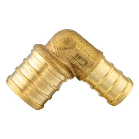Pack Of 10 Three Quarter Inch Pex To One Half Inch Reducing Elbow Brass Crimp Fittings Pro Grade For Pex Tubing ASTM F1807 Lead Free
