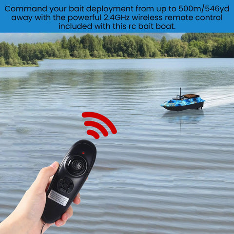RC Bait Boat With 2.4G Remote 546 Yard Range Dual 5200mAh Batteries 4.4 Lb Bait Capacity Heavy Duty ABS Hull Brushless Motors
