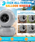 Inflatable Beach Wagon Tires With Quick Change Design, 9 Inch All Terrain Balloon Wheels For Front Tire shown on sand
