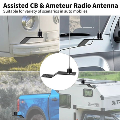 Extended NMO Antenna Mount Bracket for three quarter inch hole with vehicles showcasing installation and utility.