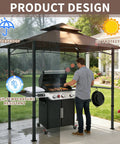 5x8 Ft Grill Gazebo Replacement Cover All Weather Waterproof Brown Canopy Top Fits L GG001PST F L GG001PST H L GG001PST F2 Models