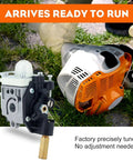 Carburetor For Echo SRM 210 Weedeater Replacement RB K75 A021000742 showing installation with orange weedeater.