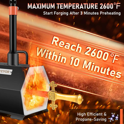 Portable Propane Forge With Single Burner Reaches 2600F For Metal And Knife Work, Large Capacity Blacksmithing Farrier Forge Kit