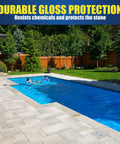 Heavy Duty Super Wet Look Stone And Concrete Sealer One Gallon Brings Big Time Stain Defense With A Glossy Finish on pool deck.