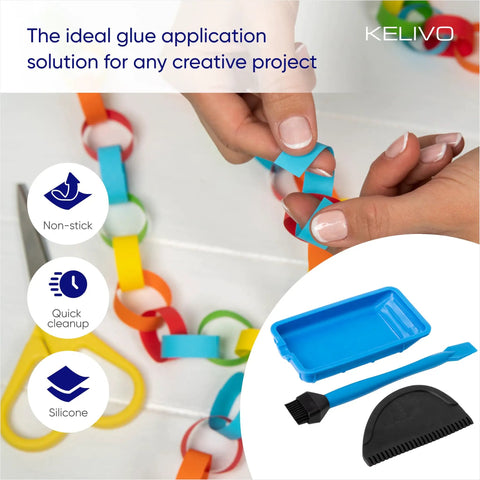 Built Different Non Stick Silicone Glue Brush Set With Tray And Spreader Tool Smooth Operator Reusable Applicator Brushes for Arts and Crafts