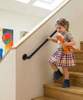 Built Like A Tank 3Ft Metal Industrial Stair Railing With Heavy Duty Black Powder Coated Finish Rust Proof handrail for kids.