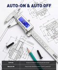 Rechargeable Digital Caliper Six Inch With Backlit LCD Screen And Auto Off All Metal Zinc Alloy Frame For Serious DIY Use