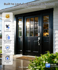 Smart WiFi Fingerprint Front Door Lock With App Control And Voice Assistants 6 In 1 Keyless Entry No Key Needed Stores 20 Fingerprints Unlimited Codes 100 Custom PINs Two Physical Keys Auto Lock Satin Nickel installed on black front door