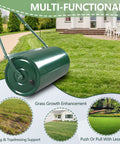9.5 Gallon Tow Behind Lawn Roller Water And Sand Fillable Garden Drum With U Shape Handle for seeding sod and turf maintenance