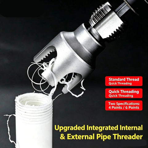 Heavy Duty Pipe Threader Kit For 1/2 And 3/4 Inch NPT Pipes With Internal External Reamer Tool Works With Electric Drill threading PVC pipe