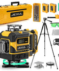 Auto Tracking 4D Laser Level With 16 Green Laser Lines, Motorized 360 Base For Solo Layouts, with tripod and accessories