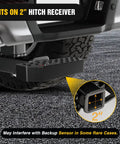2-Inch Hitch Step With 11.9 Inch Textured Anti Slip Bar And Rear Bumper Guard attached to SUV hitch receiver on road