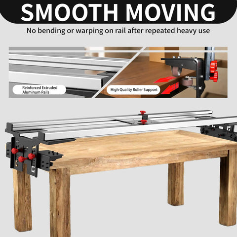 Router Sled For Flat Slabs Portable And Adjustable Beastly Slab Flattening Jig With A 57.8 Inch Guide Rail System on table