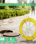 6mm By 500ft Fiberglass Duct Rodder For Conduit Installations, Heavy Duty Electrical Fish Tape Cable Puller with Steel Reel Stand
