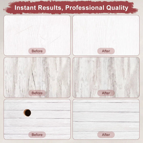 100 PCS Wood Filler Sticks Wax Crayons For Furniture Fix Ups And Scratch Coverage No Muss No Fuss Wood Knot Repair For DIY Home Restoration Projects Creating Invisible Fixes before and after comparison of wood repairs.