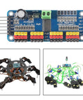 Four Pack PCA9685 16 Channel 12 Bit PWM Servo Driver Board for I2C Interface with robotics applications shown