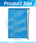 Set Of 2 Oversized Mesh Gear Bags 19 By 27 Inches In Black And Blue Drawstring Net Storage for Diving Snorkeling Fins size shown