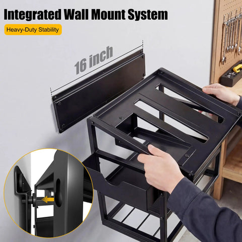 Mounting Heavy Duty Metal Circular Saw Holder Wall Mount And 3 Tier Tool Organizer for 7 and a Quarter Inch Saws