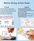 80mm string action ruler for 27 Piece Guitar Tool Set For Setup, Intonation And Repair, shown with measurement details.
