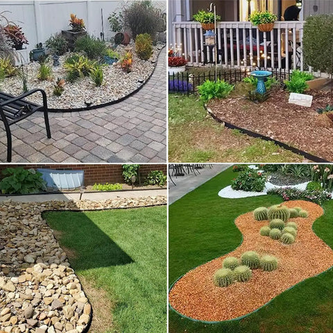 No Dig Landscape Edging System For Quick Easy Diy Lawn Borders 40 Ft Run With 2 Inch Tall Black Heavy Duty Plastic Border used in gardens