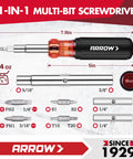 Must-Have Two-Piece Multi-Screwdriver Set With 11-In-1 Standard And 5-In-1 Stubby Bit Kit, ergonomic grip and bit sizes shown