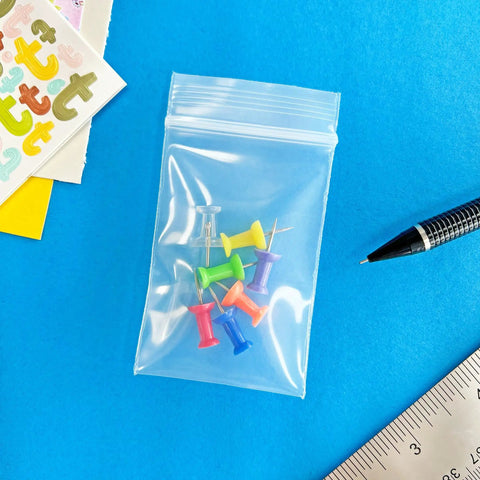 Heavy Duty 2x3 Inch 6 Mil Zipper Reclosable Bags Clear LDPE Food Storage Pack of 200 Two Packs of 100 Ideal for Small Parts Crafts Snacks and Quick Organization with push pins