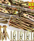 100 Piece Drywall Anchors And Self Tapping Screws Kit For No Drill Install Perfect For Wall Mounts Cabinets Shelves And Picture Hanging Ideal For Home DIY Projects, 100-set in organizer