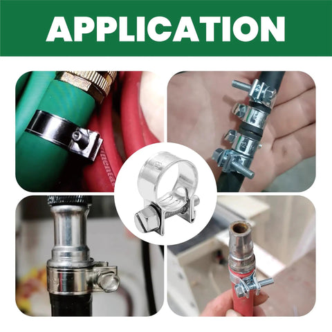 Application of 24 Piece Small Fuel Injection Hose Clamps Assortment Kit For Quarter Inch Five Sixteenth Inch And Three Eighth Inch ID Fuel Lines Adjustable Tube Clips For Auto Farm And Plumbing Use Clear Storage Box Included