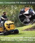 Tough As Nails Beefy 5/8-18 Spindle Blade Nut Hex Flanged Aftermarket Replacement on yellow mower during maintenance.