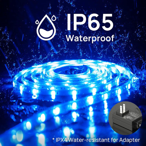 Two 32.8ft LED Rope Lights Bundle, 65.6ft Total, IP65 Waterproof Outdoor Neon Strips With 640 LEDs, 360lm Brightness, 24V Plug In, App And RF Control, Dimmable, Music Sync, Not Cuttable Or Extendable