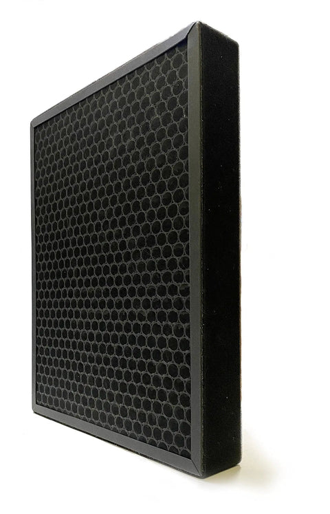 Angled view of True HEPA Filter Replacement For Breathe 45i Smart Flex Air Purifier with activated charcoal honeycomb design