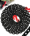 One Quarter Inch Log Chain, Twenty Foot Heavy Duty G80 Chain With G70 Clevis Grab Hooks, EP Black, 3300 Lbs Safety Load coiled view