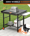 Pizza Prep Table With Topping Station Outdoor Grill Cart 45 Inch Heavy Duty Backyard Kitchen Station For Tailgating And Outdoor Cooking